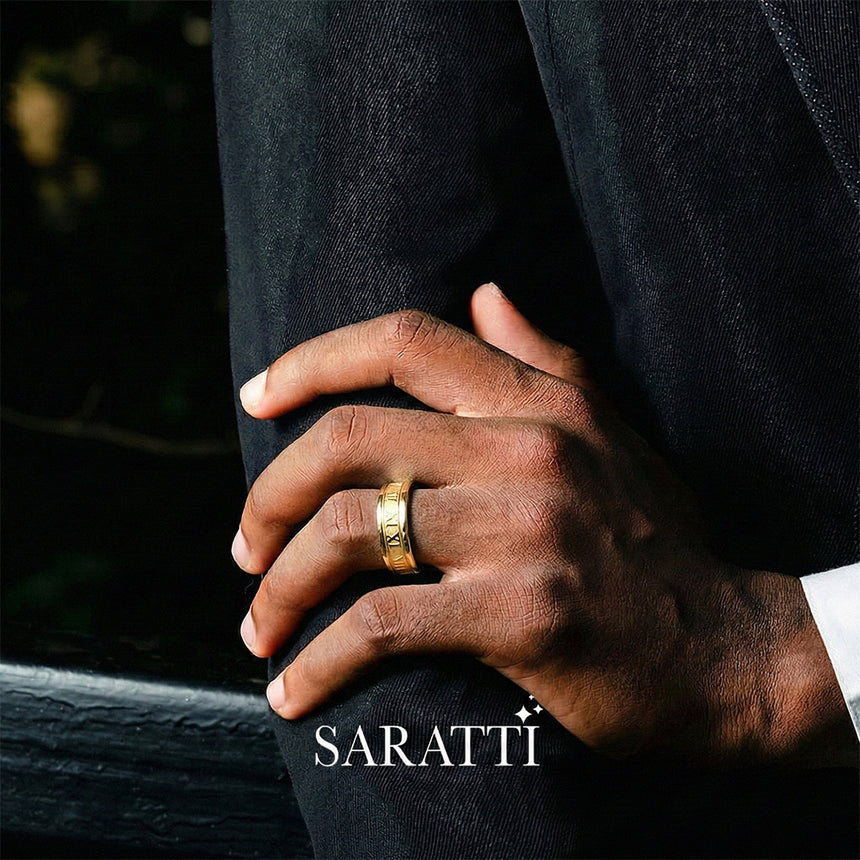 Roman Numeral Ring in White Gold 6MM Band