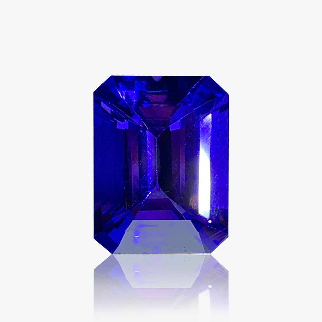 7.70 carats Natural Tanzanite | Emerald Cut – 10 × 13.15 × 6.95mm