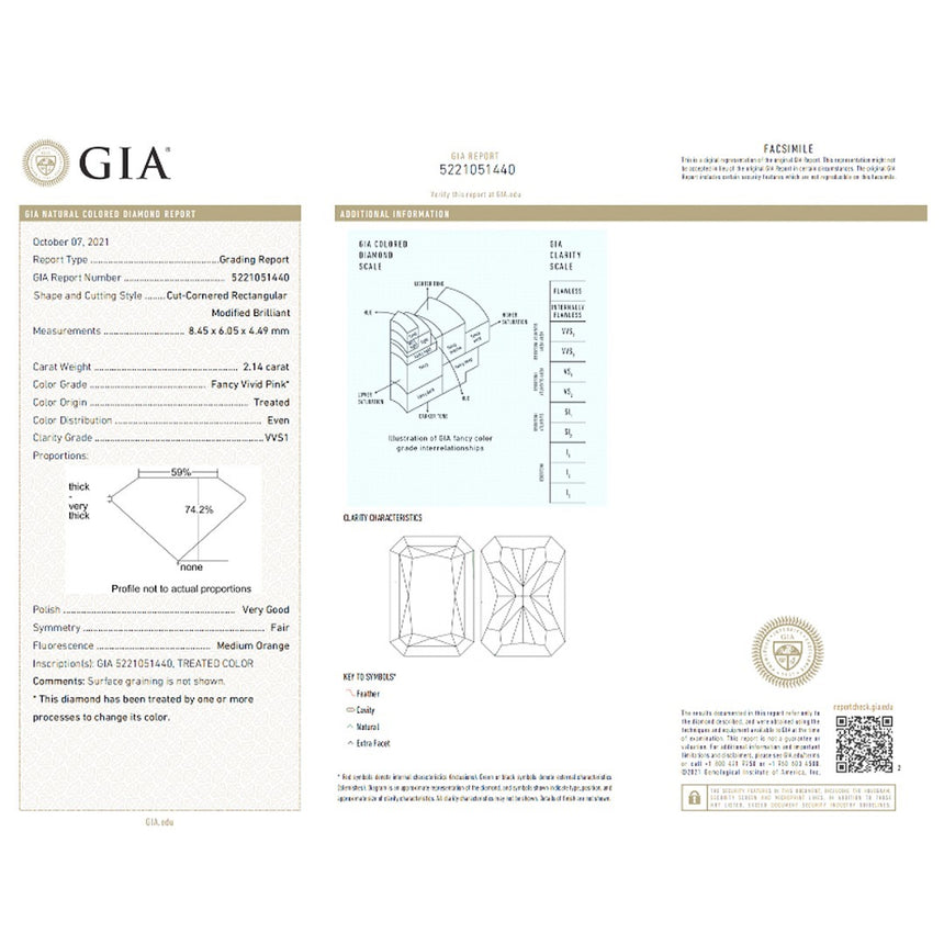 2.14-carat Fancy Vivid Pink Diamond | GIA - Enhanced
