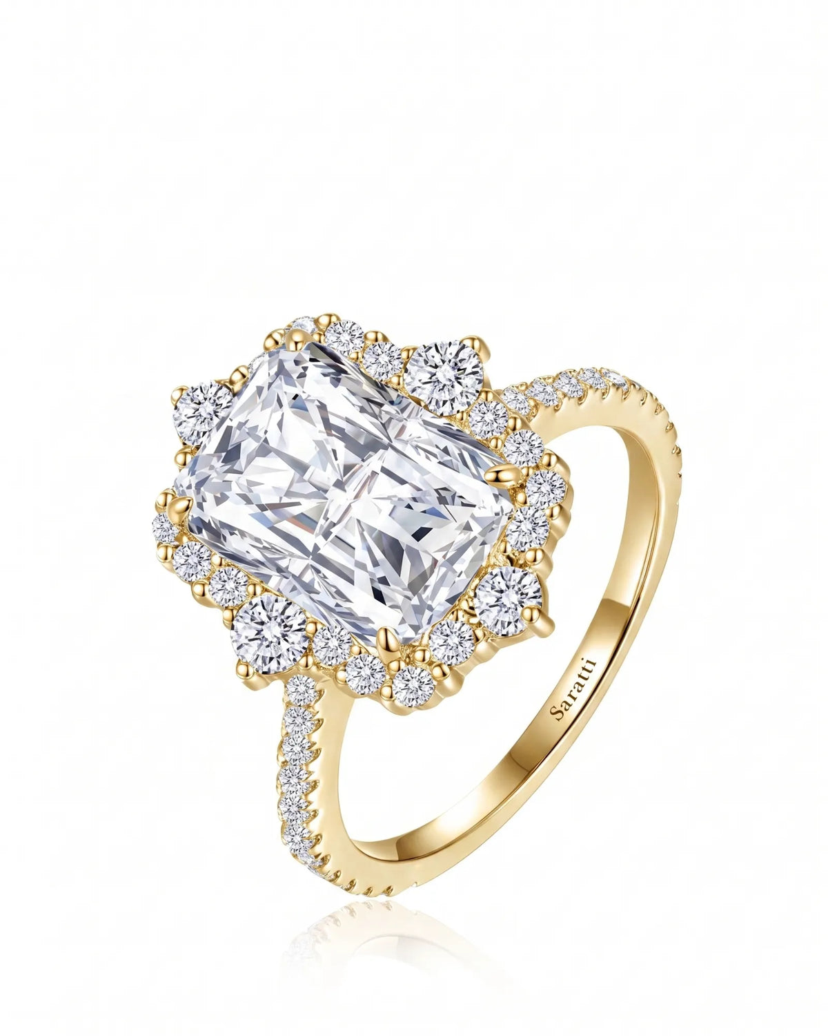 Cometa Corona – Natural Radiant-Cut Diamond Floral Halo Ring