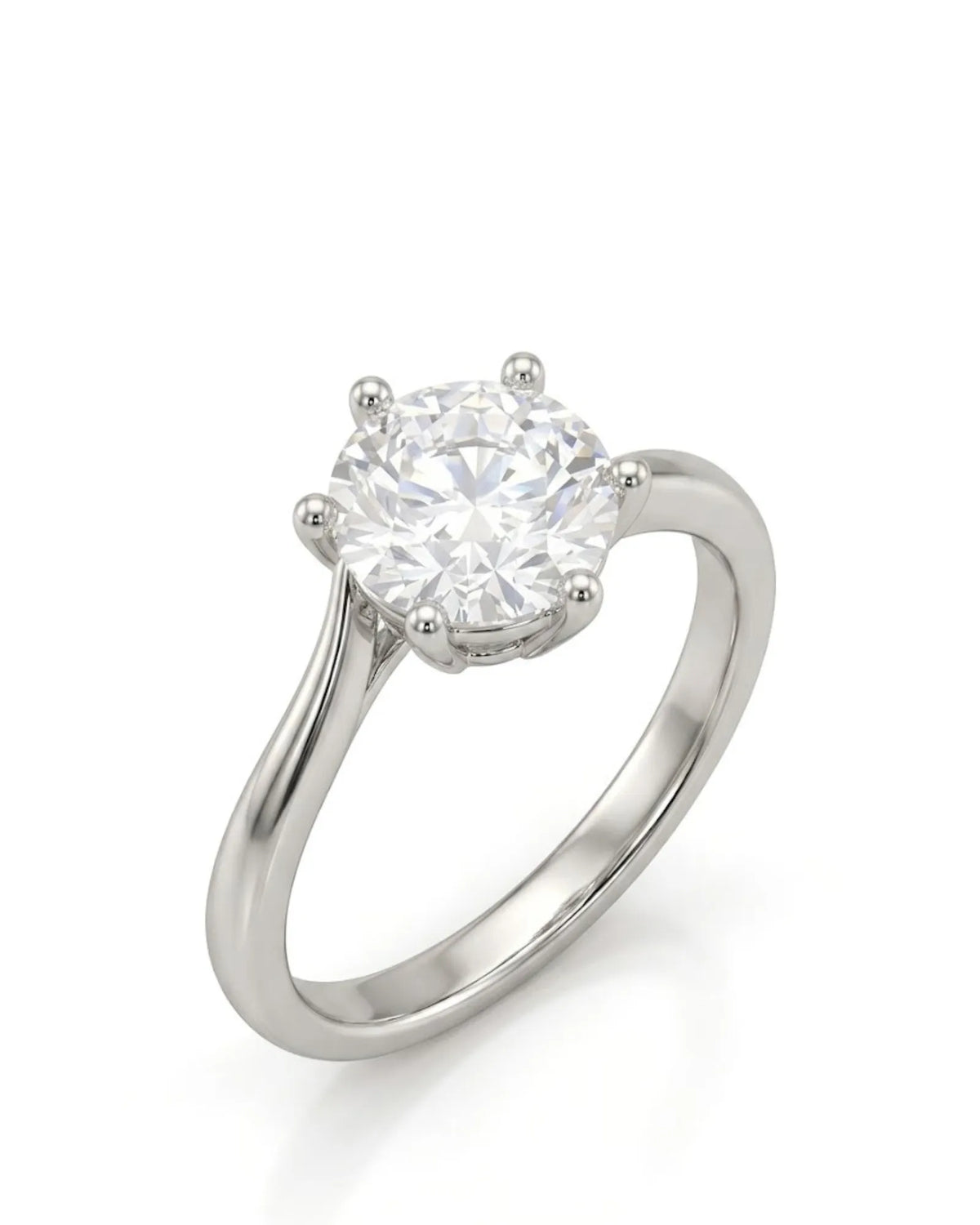Kira – Lovely Crown Natural Round Diamond Solitaire Ring
