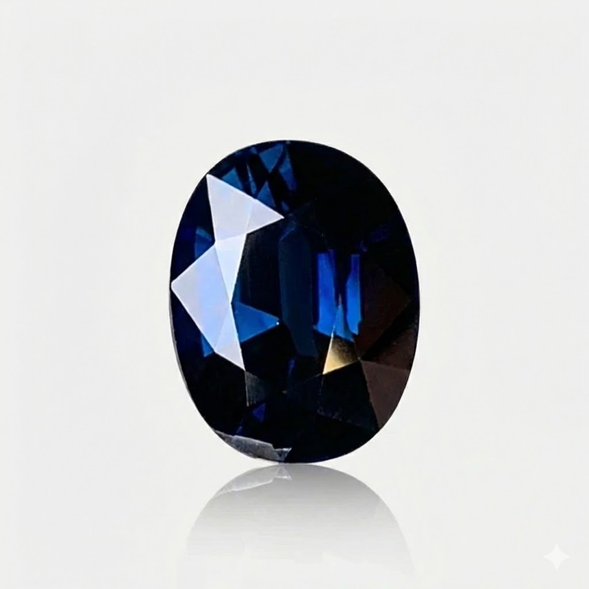 3.14 carat Natural intense blue sapphire oval faceted loose gemstone | SARATTI