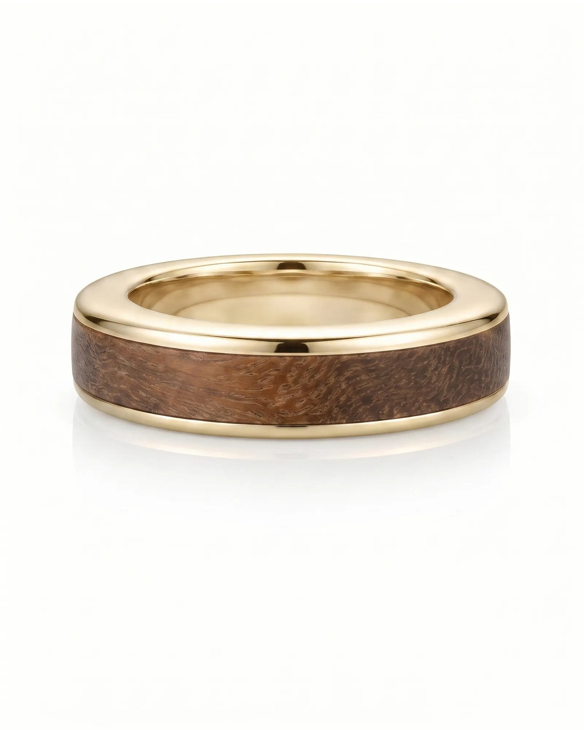 Women's Wenge Wood Ring in White Gold
