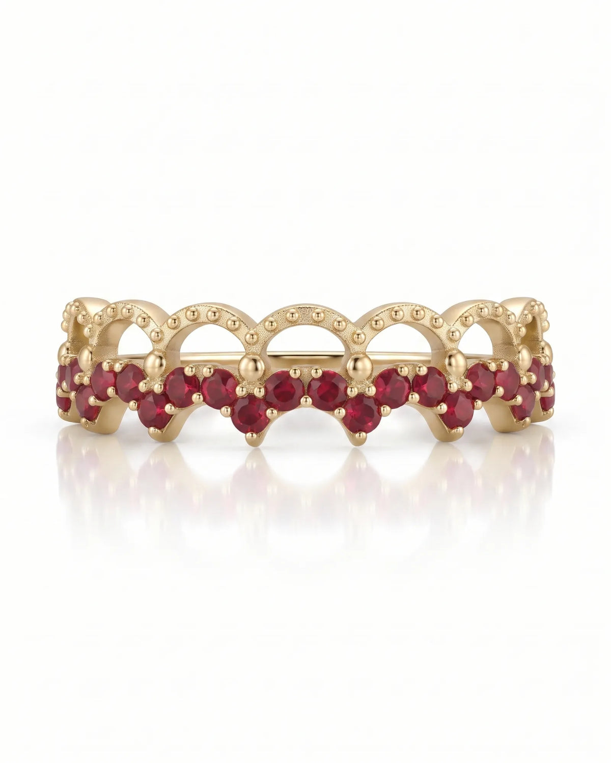 The Ember Tiara- Red Diamond Vintage-Inspired Yellow Gold Band