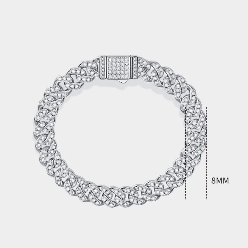 8mm width Cuban Style Bracelet in 18K White Gold | Saratti