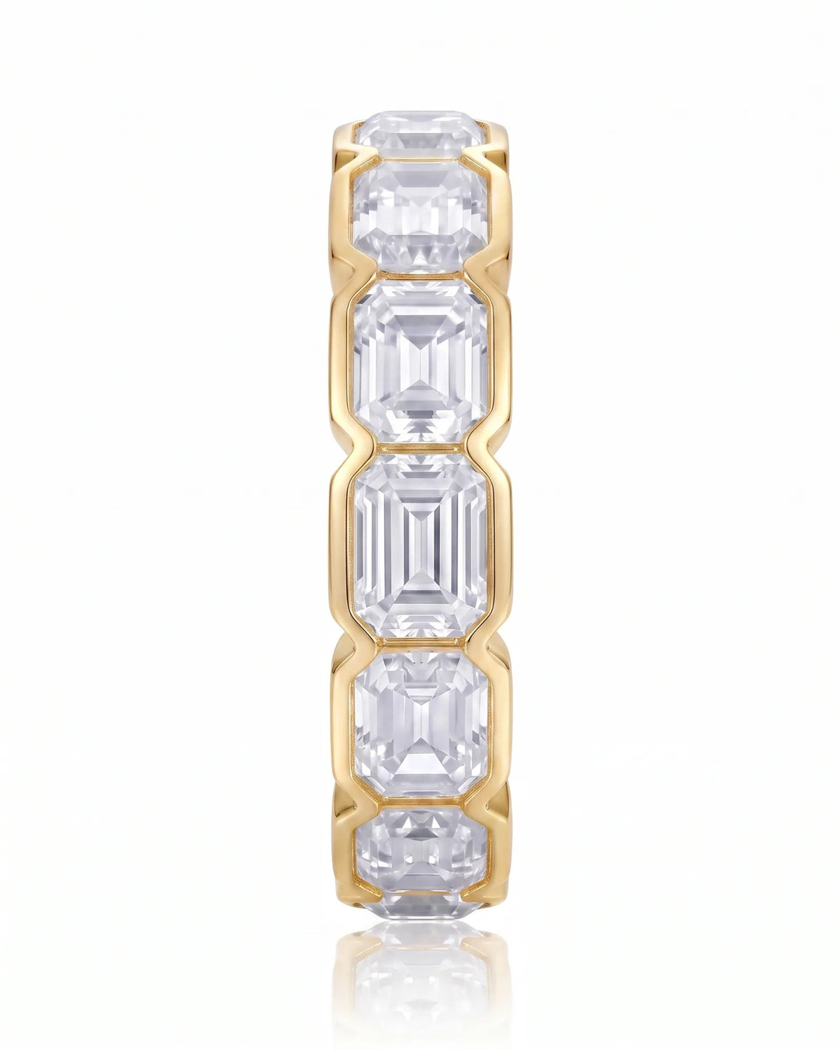 Emerald-cut diamond eternity band with bezel settings, side view 2 | SARATTI