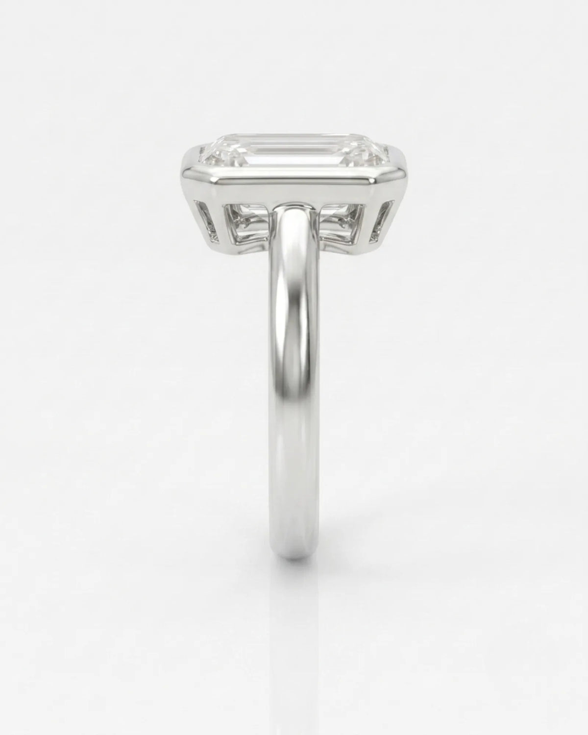 Golden Horizon – Natural Emerald-Cut Diamond Bezel Engagement Ring