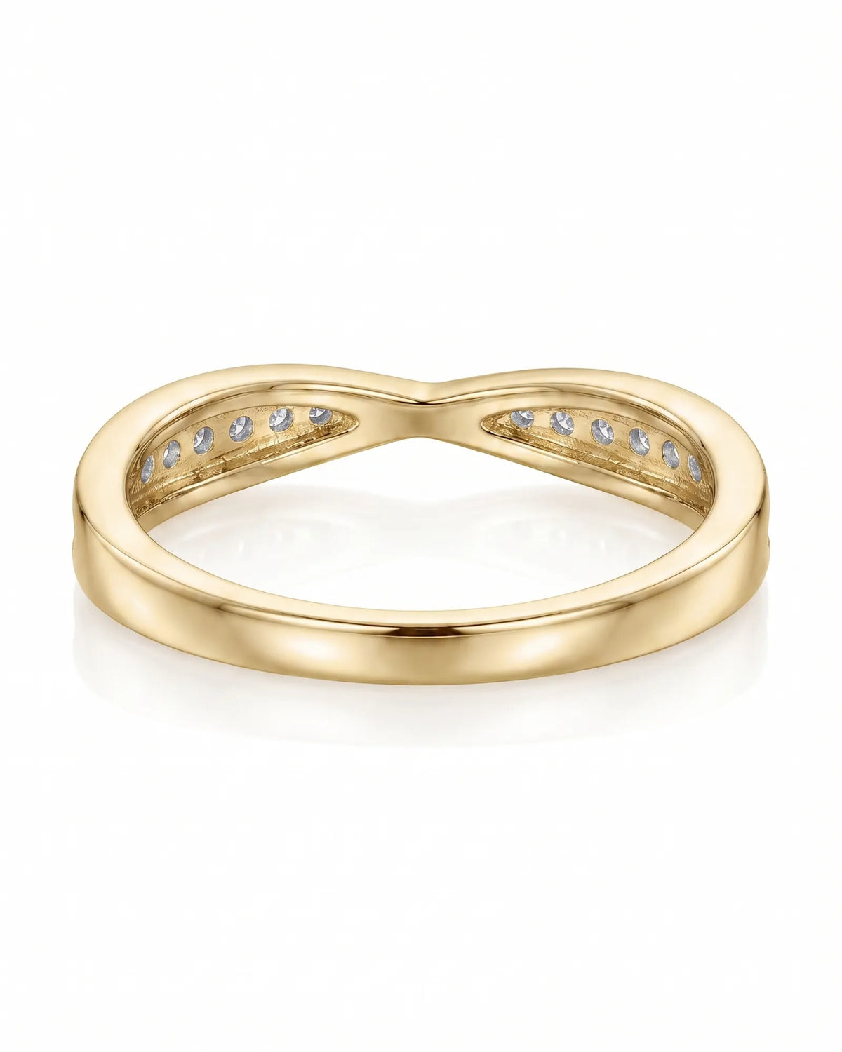 Twisted Shank Natural Diamond Eternity Wedding Band polished band detail | SARATTI