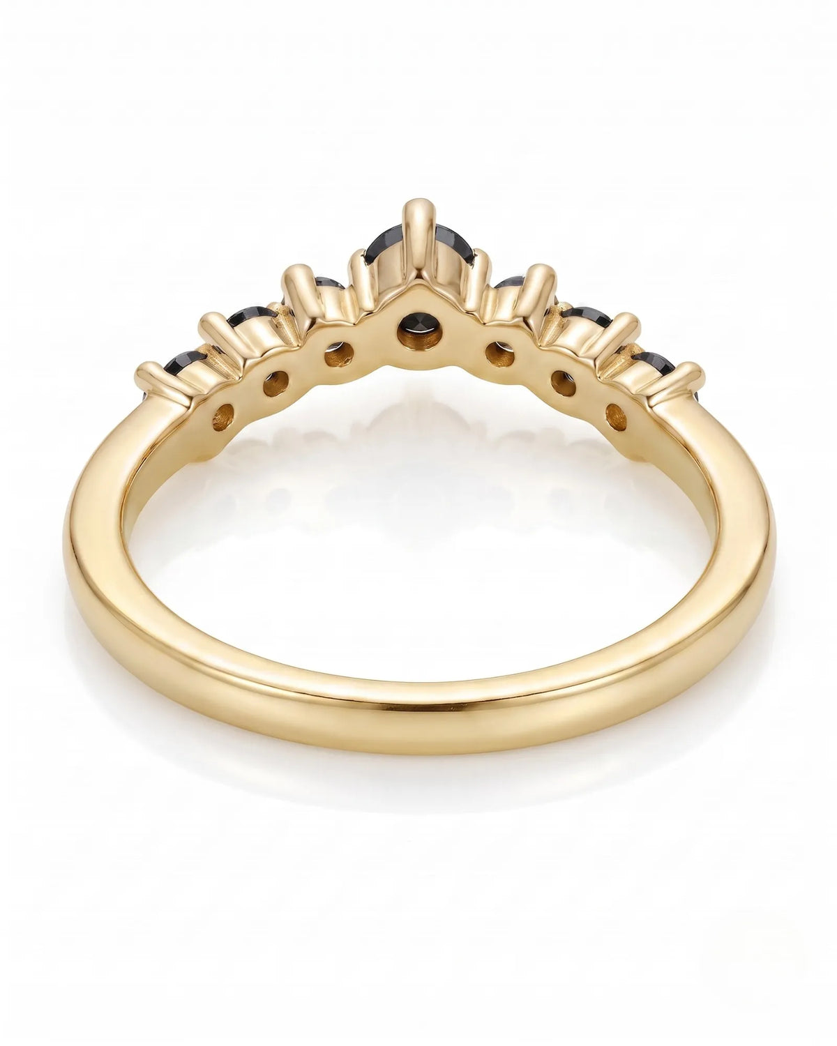 Black Diamond Curved Band in 18K Yellow Gold — 18K Yellow Gold — View 5