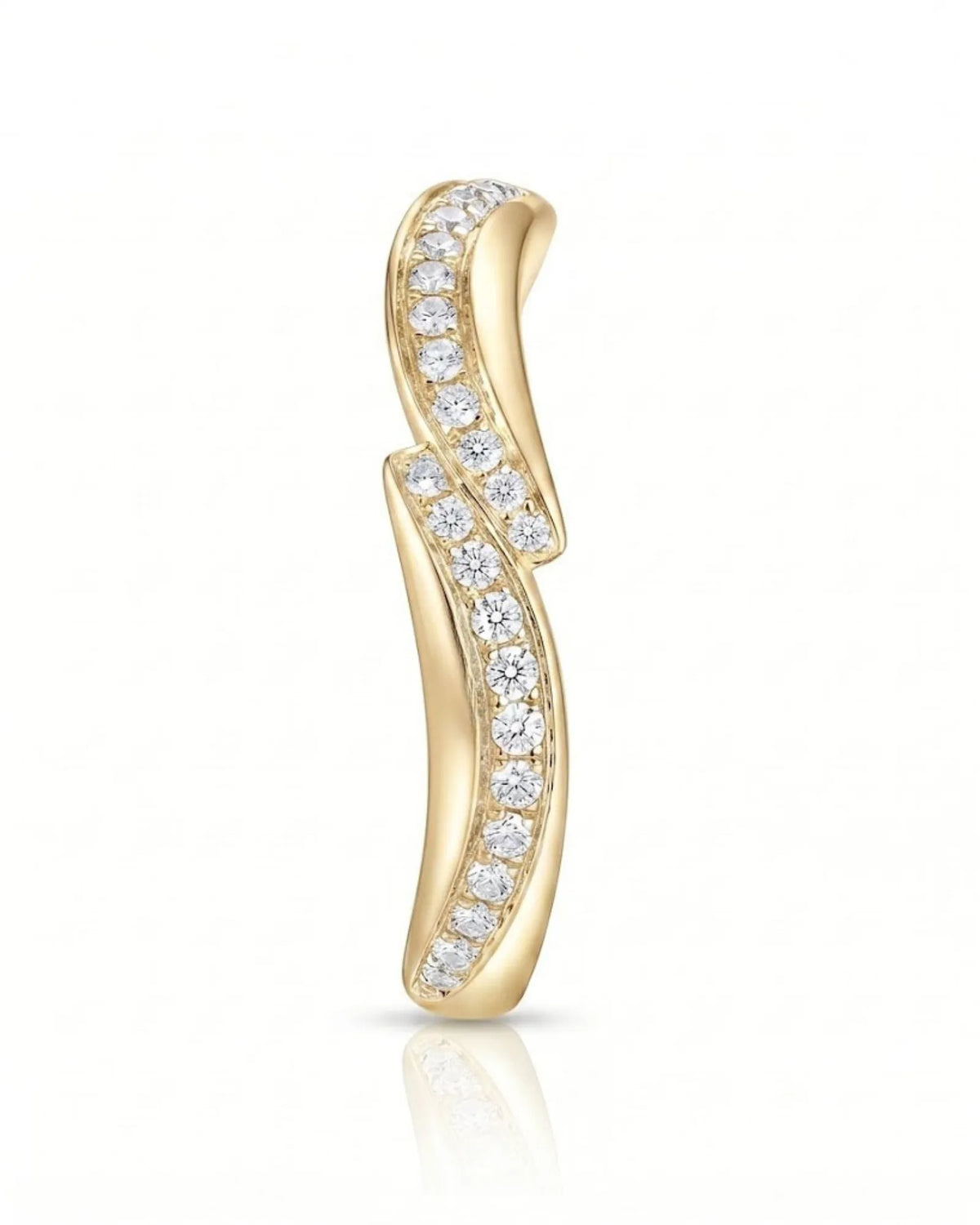 Wavy Diamond Half Eternity Wedding Band — 18K Yellow Gold — View 4