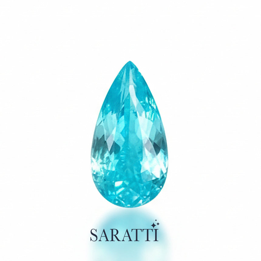 AIGS Certified 1.29 Carat Neon Blue Tourmaline Pear Shape