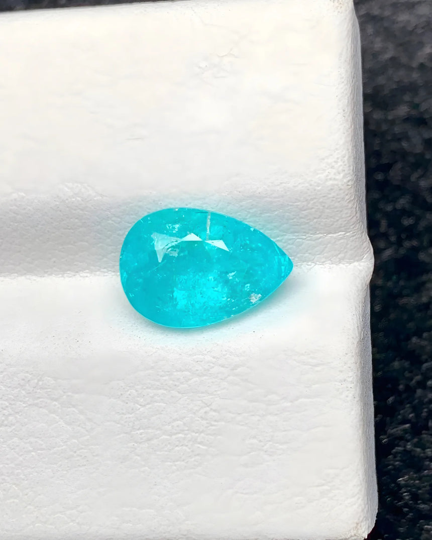 AIGS certified Paraiba tourmaline gemstone 2.41 carat pear - SARATTI