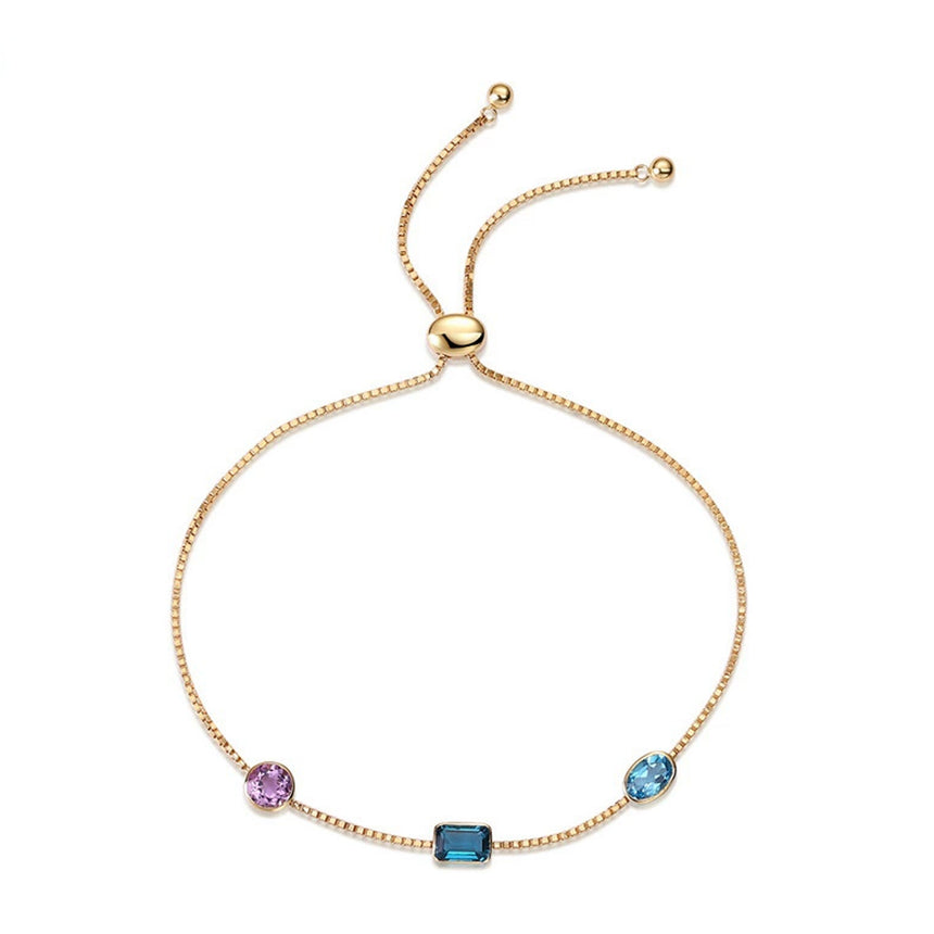 Spectral Weave : Adjustable Gemstone Cascade Bracelet in 14K Gold
