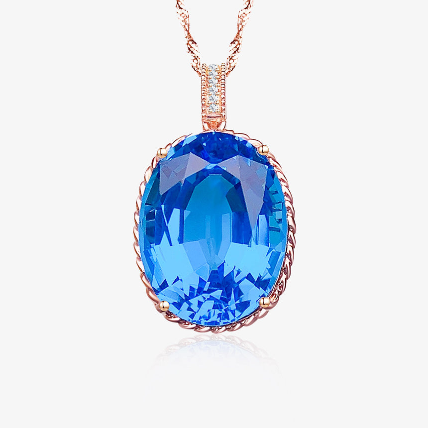 Aegean Crown – Swiss Blue Topaz Pendant in 18K Rose Gold - SARATTI