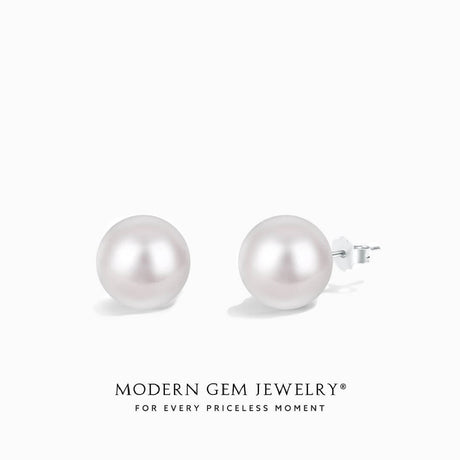 White Gold Akoya Pearl Stud Earrings