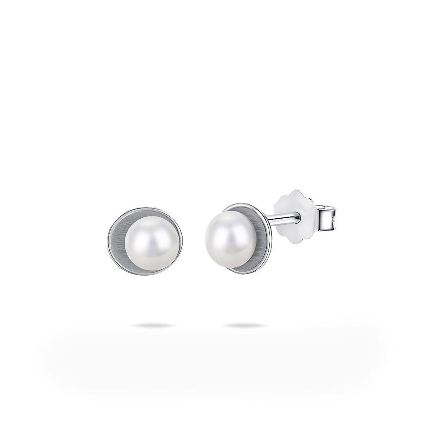 White Gold Akoya Pearl Stud Earrings
