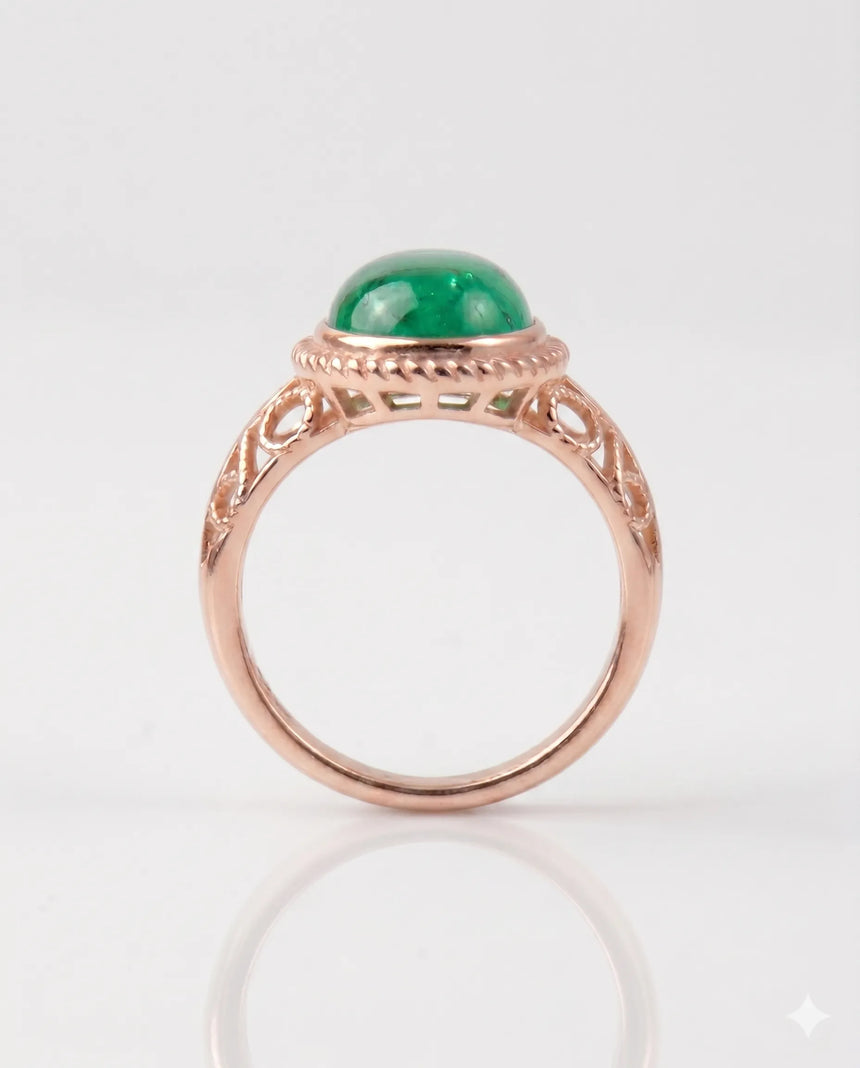 Antique inspired emerald ring in 18K Rose Gold | SARATTI