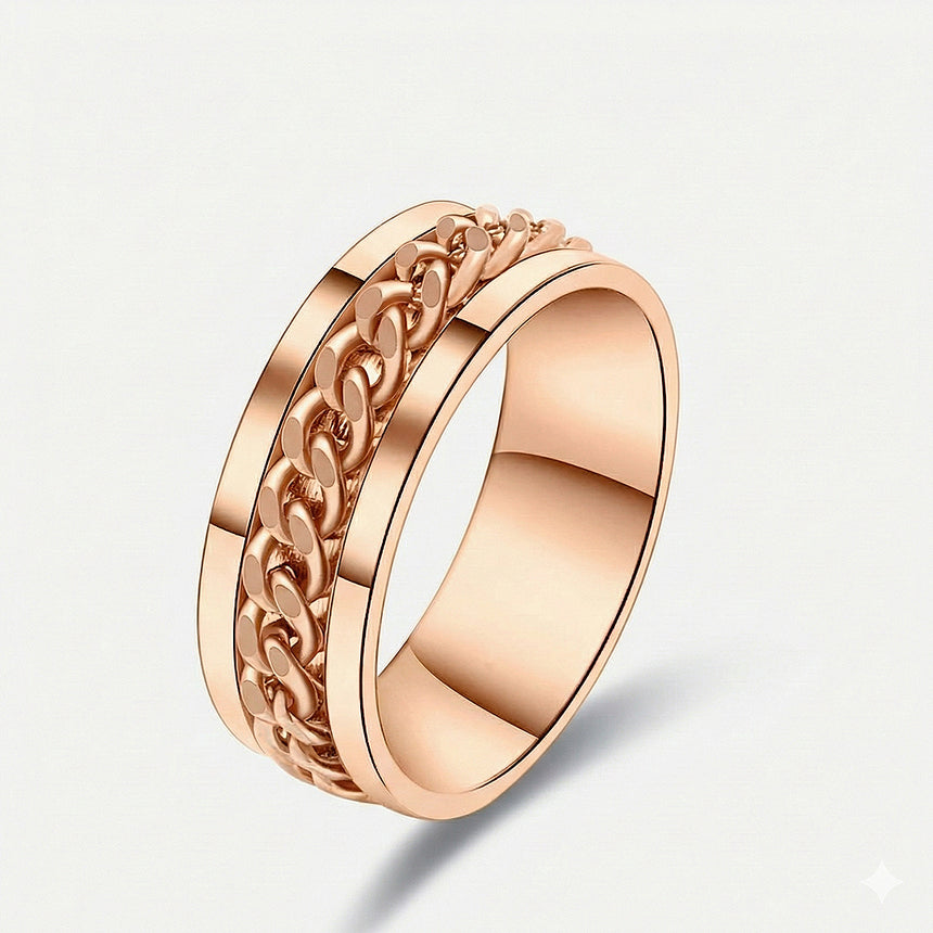 Apex chain men’s wedding band 18k rose gold curb chain design | SARATTI