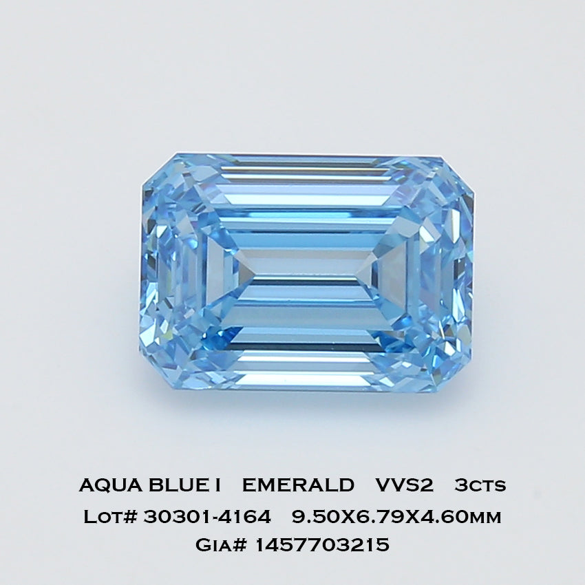 Aqua Blue Emerald Cut Treated Natural Diamond | Saratti