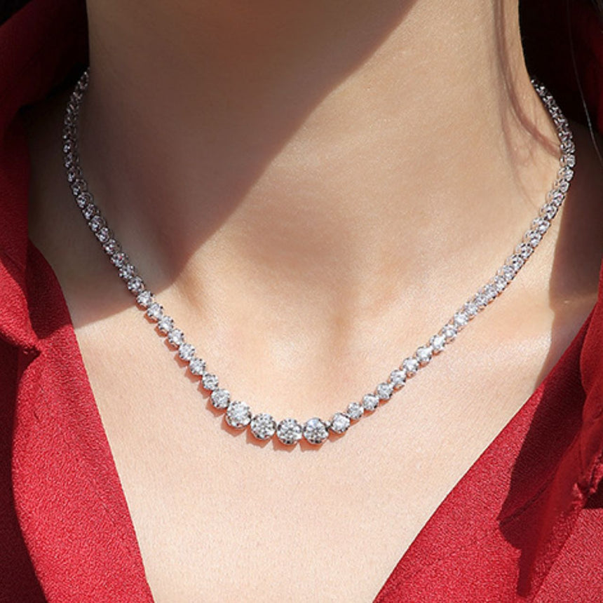 Luminous Arc: 1.4-Carat Moissanite Tennis Necklace