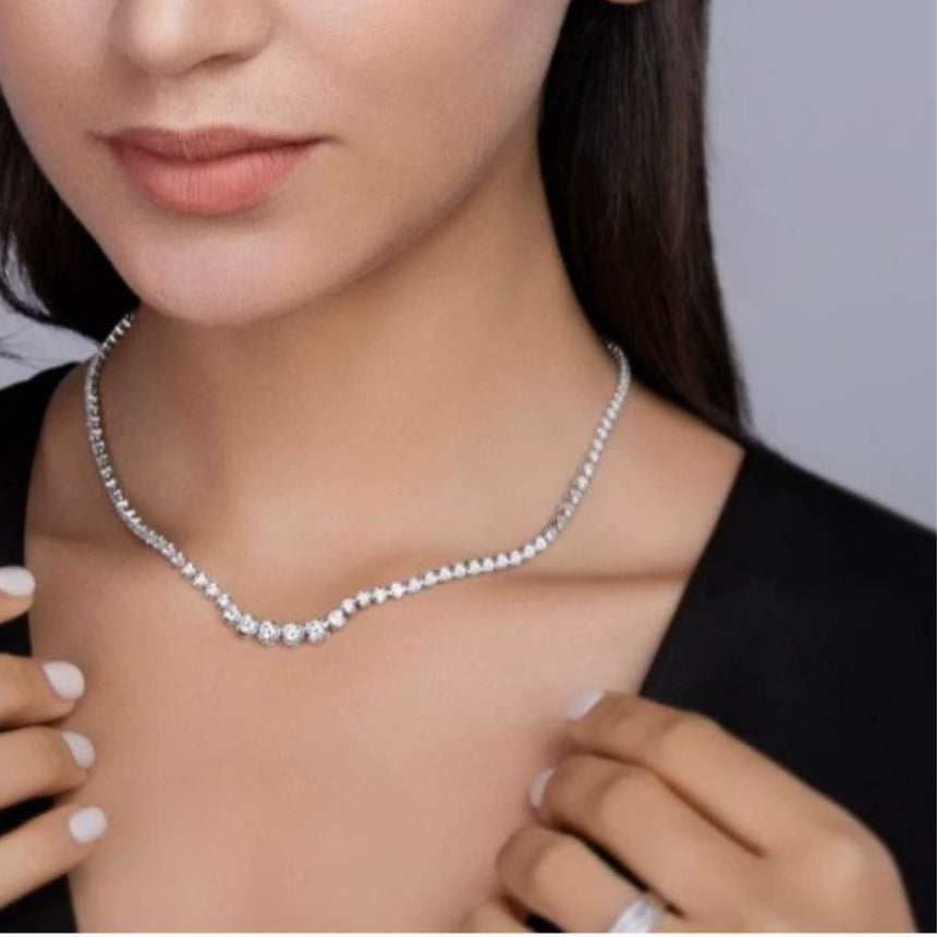 Luminous Arc: 1.4-Carat Moissanite Tennis Necklace
