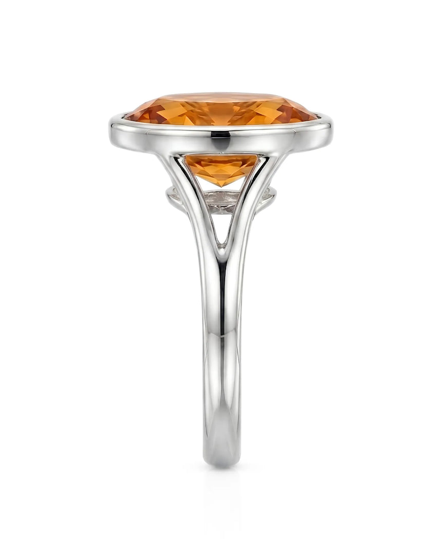 Architectural split shank Imperial Topaz ring in white gold | SARATTI