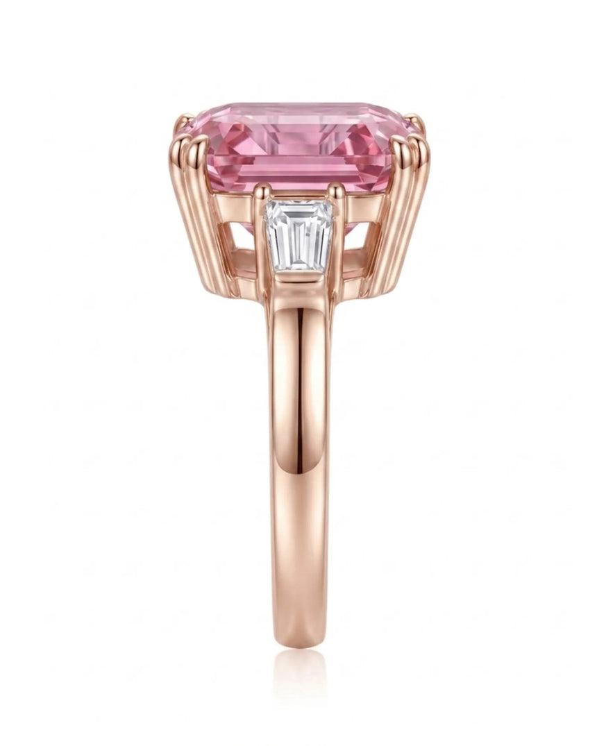 Architectural tourmaline ring with tapered diamond accents and polished rose gold setting | SARATTI