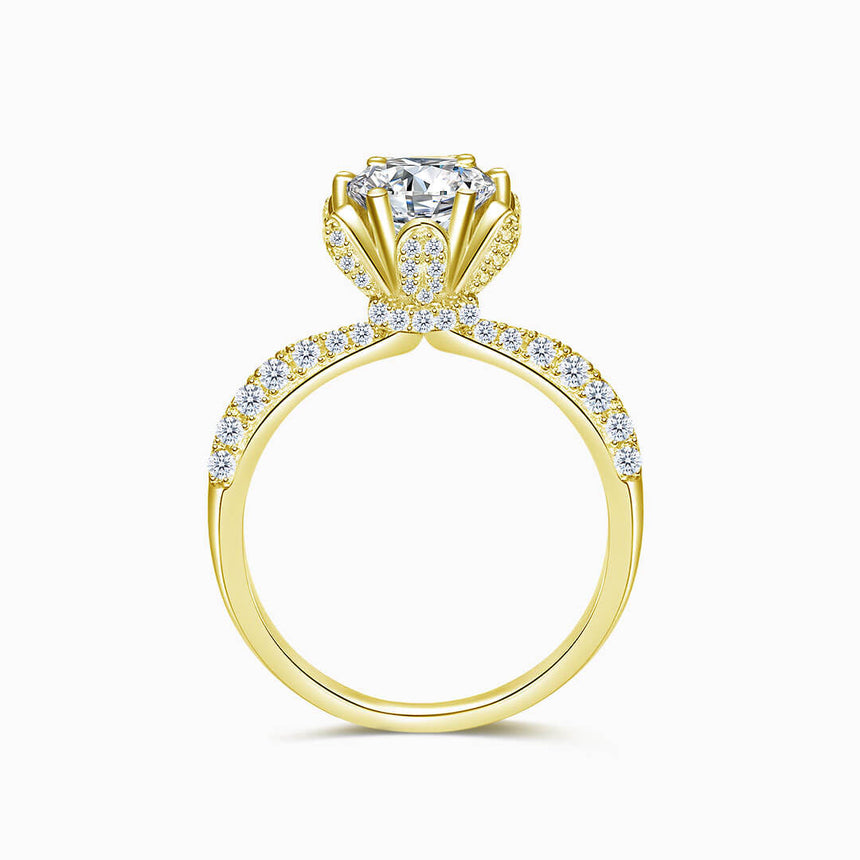 Yellow Gold Manto di Cristalli Dainty Diamond Engagement Ring | Saratti Diamonds