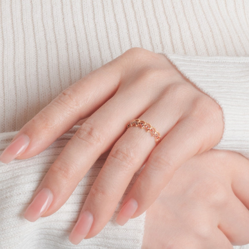 The Ember Tiara- Red Diamond Vintage-Inspired Yellow Gold Band