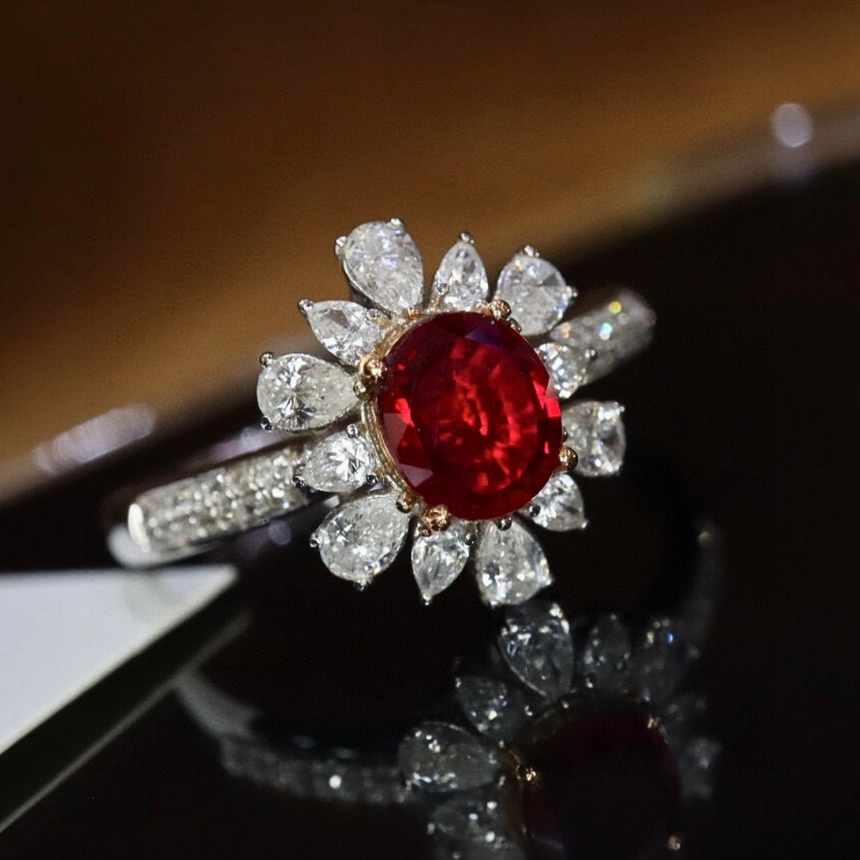 Art Nouveau Inspired Ruby Engagement Ring | SARATTI