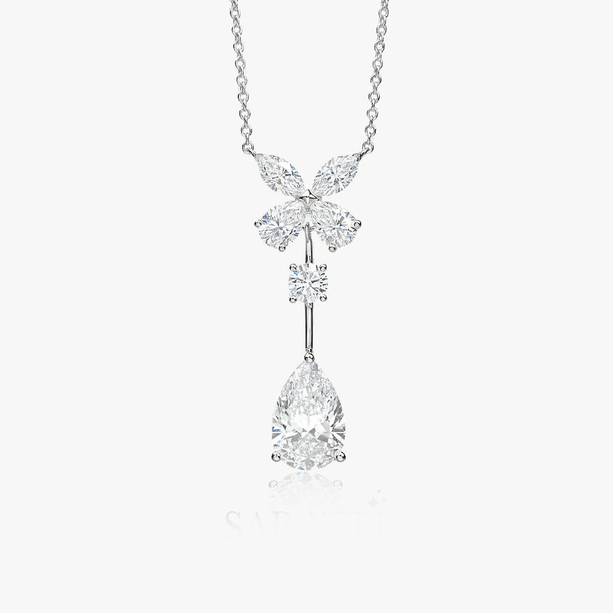 Petale de Lumière diamond pendant necklace in platinum | SARATTI