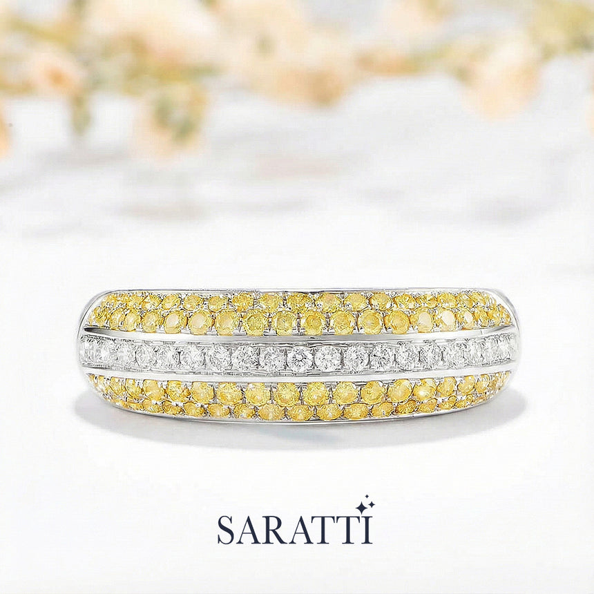 Art Deco Yellow Diamond Yellow Gold Band