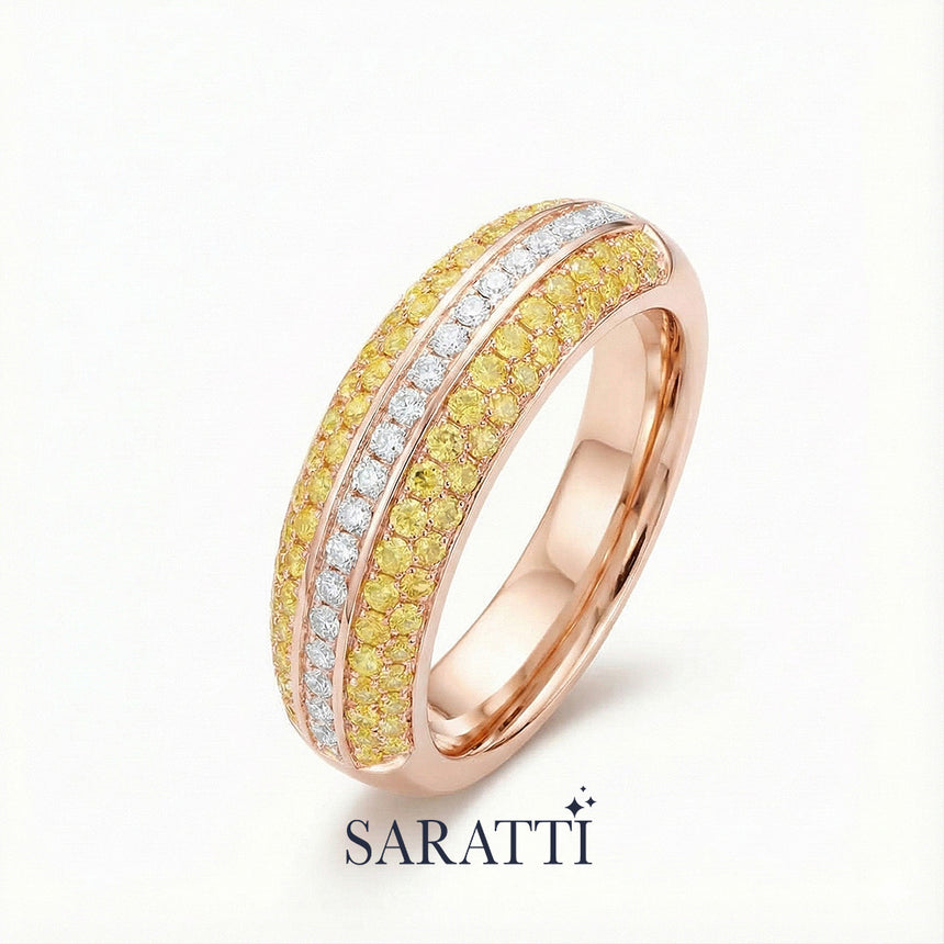 Art Deco Yellow Diamond Yellow Gold Band