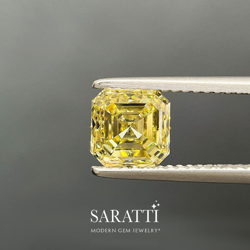 1.19 Carat Natural Yellow Asscher Cut Diamond | Modern Gem Jewelry | Saratti