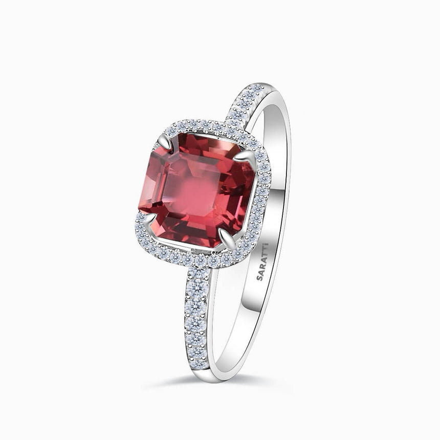 White Gold  Regina Rouge Red Tourmaline and Diamond Ring | Saratti Fine Jewelry