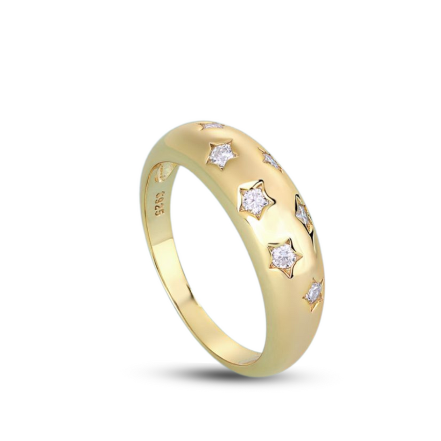 Astral Gleam: Diamond Star Fashion Gold Vermeil Band