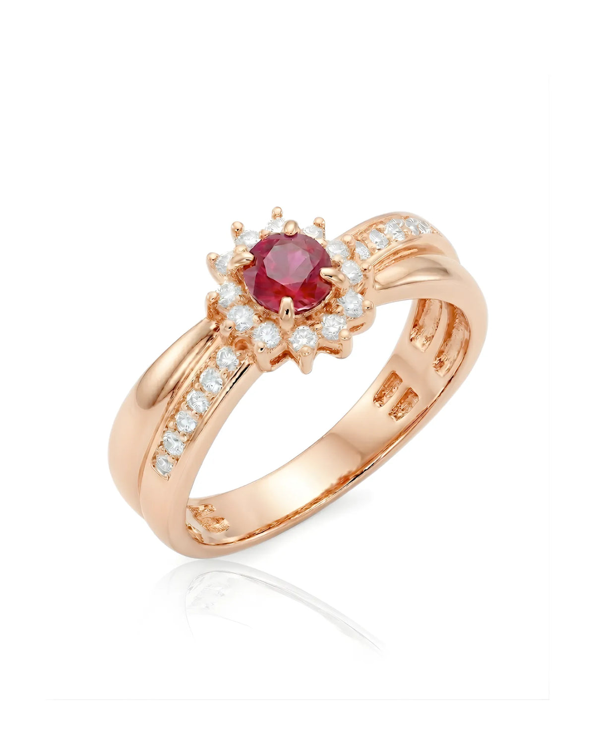 Aurea Apotheosis Ruby & Diamond Ring in 18K Rose Gold | SARATTI