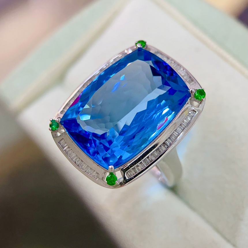 Parthenon Mirage Luxury Topaz Ring with Diamonds