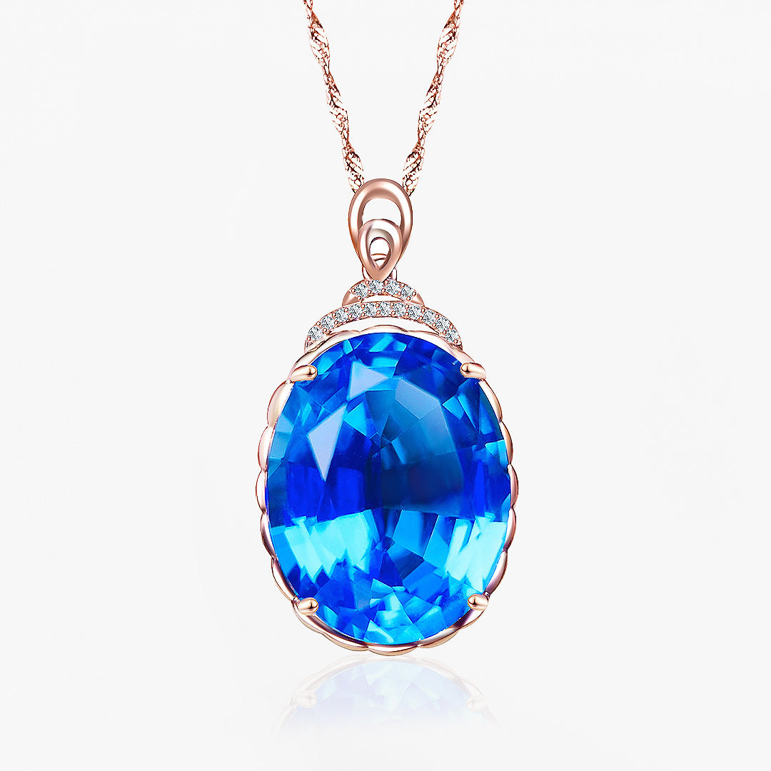 Aurelia Oval Natural Topaz Pendant Necklace - SARATTI