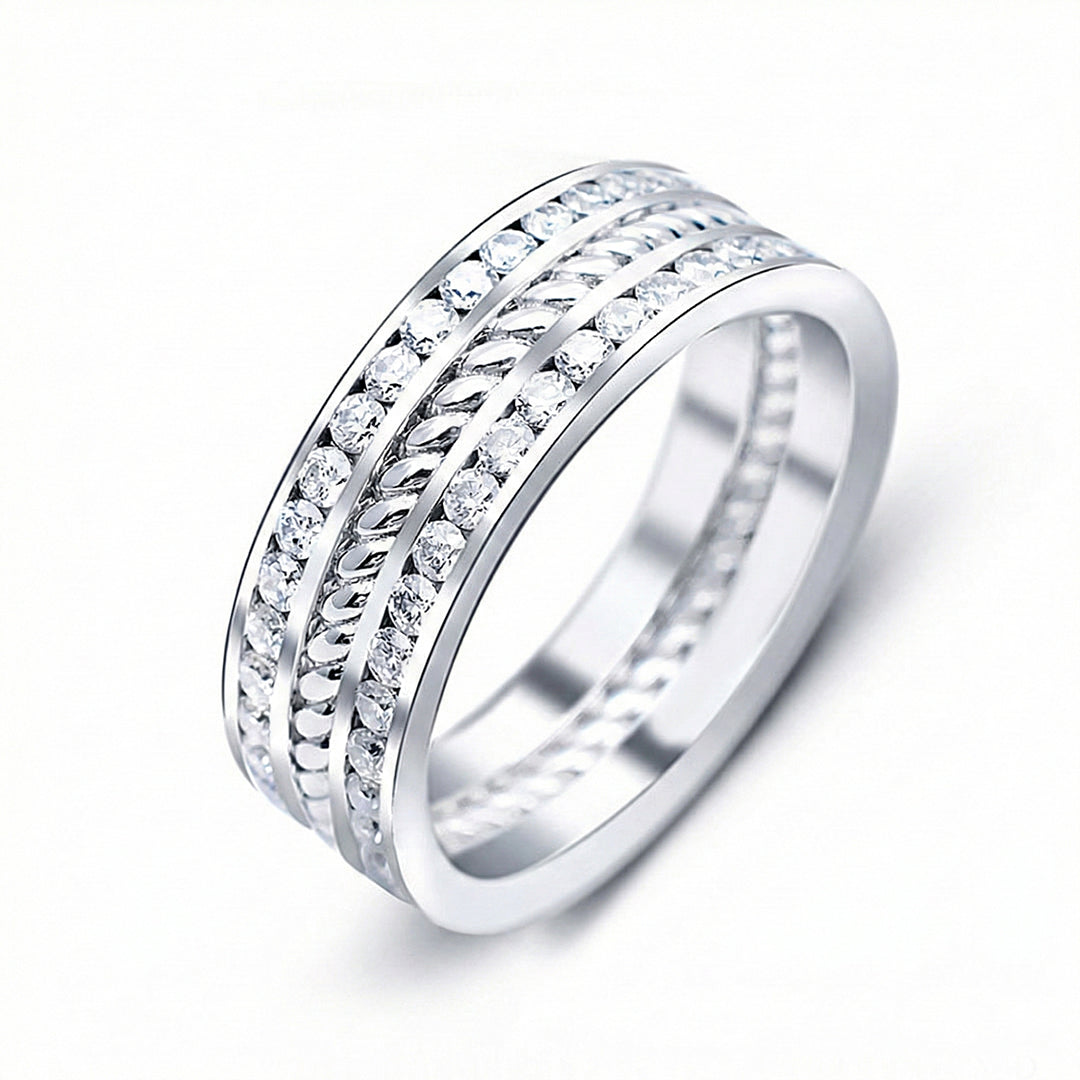Aurelian rope diamond men’s wedding band platinum pavé diamond band | SARATTI