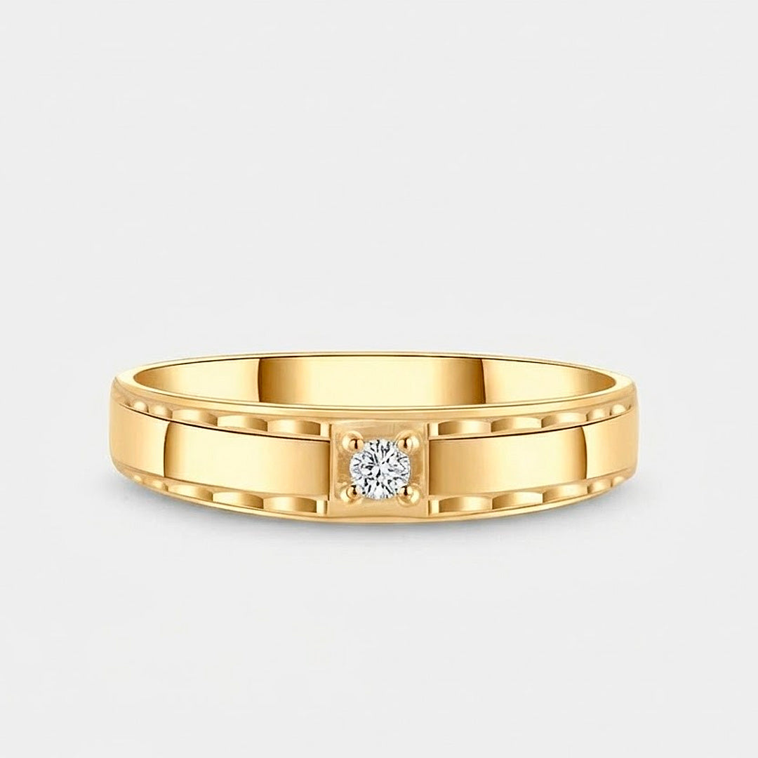 Aurum axis diamond ring in 18k yellow gold with square center diamond | SARATTI