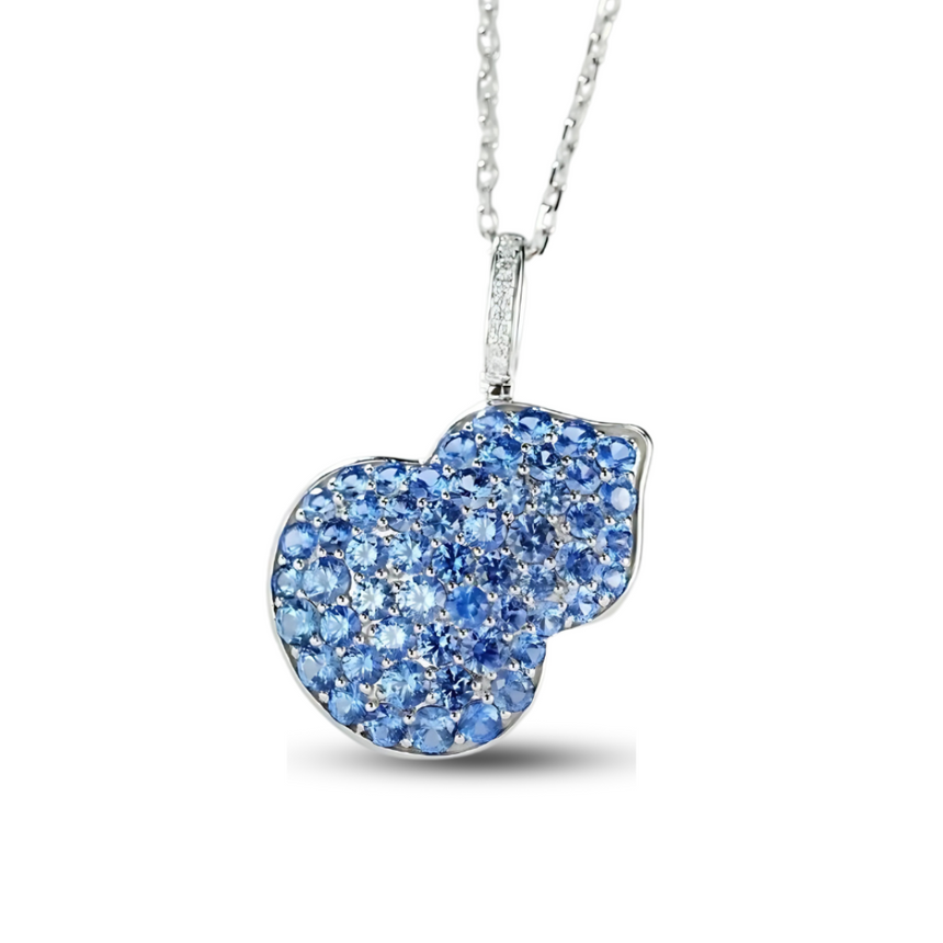 Azure Temptation: Blue Sapphire Apple Pendant Necklace