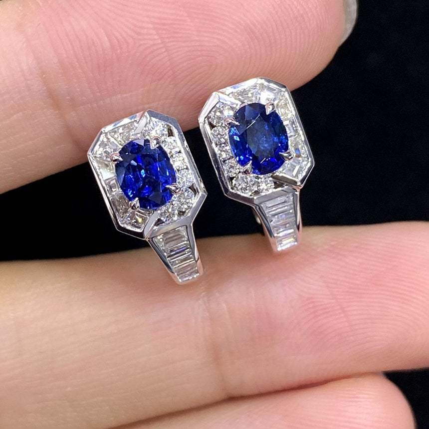 Midnight Meridian: Sapphire and Diamond Earrings