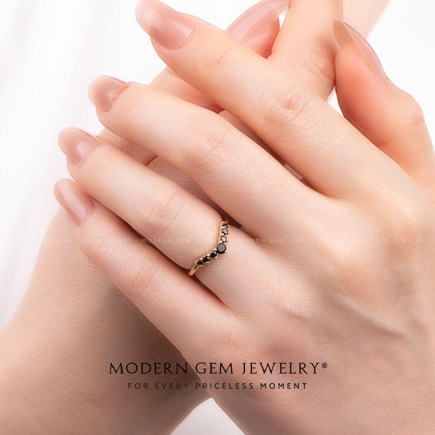 Black Diamond 18K Yellow Gold on Finger | Saratti