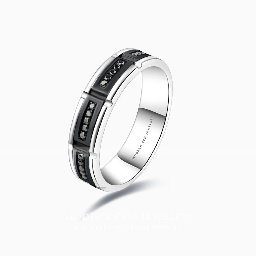 Black Diamond 4mm mens wedding band luxury jewelry in platinum | SARATTI