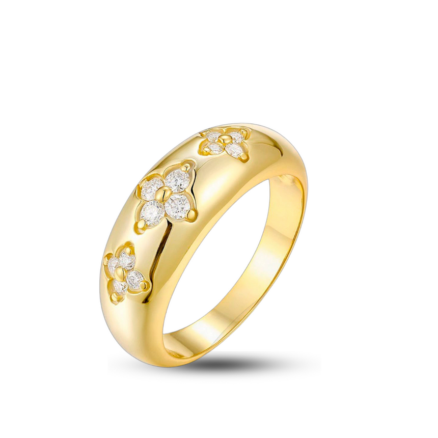 Blossom Luminaire: Vermil 18K Gold Floral Diamond Band