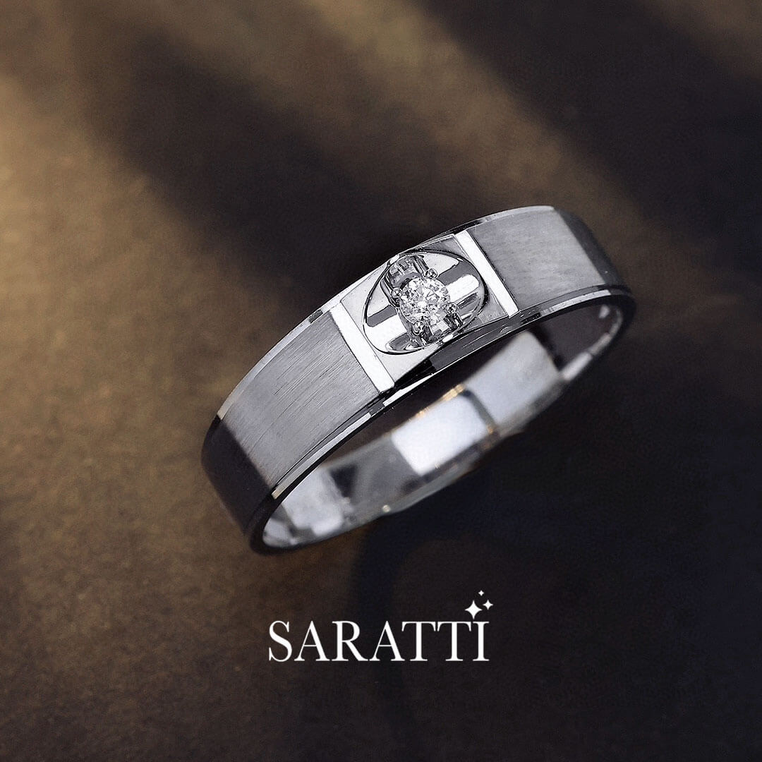 Mandorla diamond solitaire ring handcrafted design in platinum | SARATTI