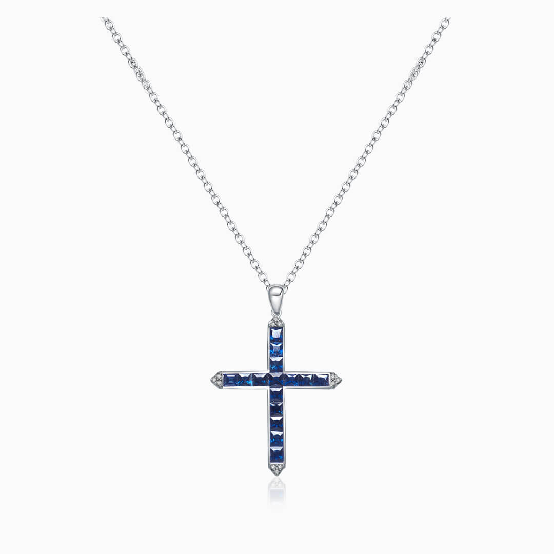 Cross hot sale necklace blue