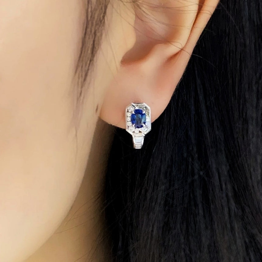 Midnight Meridian: Sapphire and Diamond Earrings