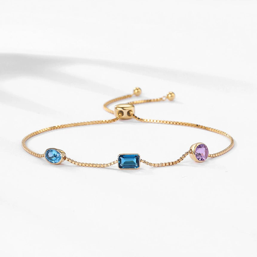 Spectral Weave : Adjustable Gemstone Cascade Bracelet in 14K Gold